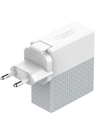 R-315 Charger showing the sleek dual port interface and compact wall adapter body