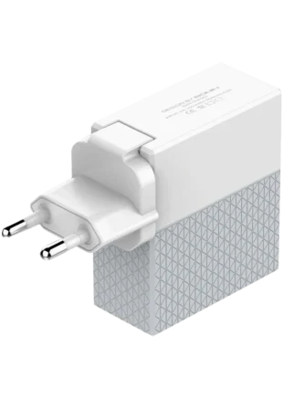 R-315 Charger showing the sleek dual port interface and compact wall adapter body